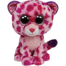 ICTI Audited Factory gros yeux jouet en peluche rose léopard